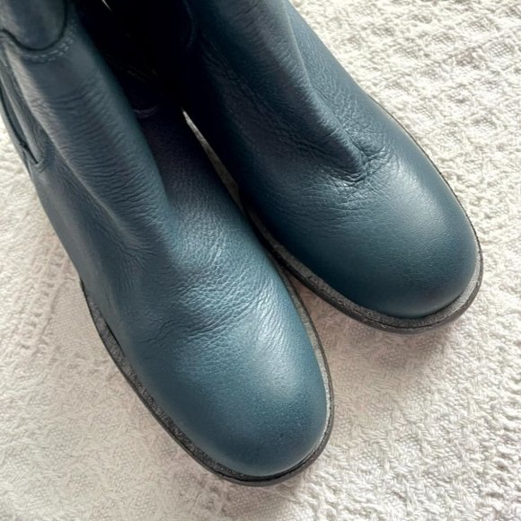 Free People Tall Slouch Boots Black Distressed Leather Block Heels 36 - Picture 2 of 9